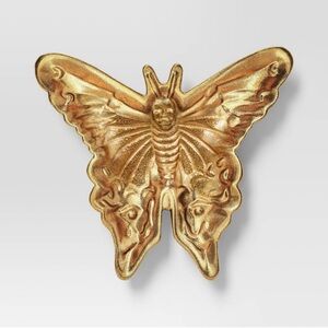 Pirate Moth Skeleton Face Golden Dish